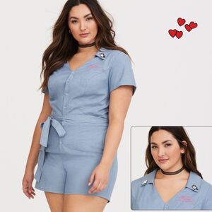 Betty and Veronica Light Blue Button-Up Romper size 28‎